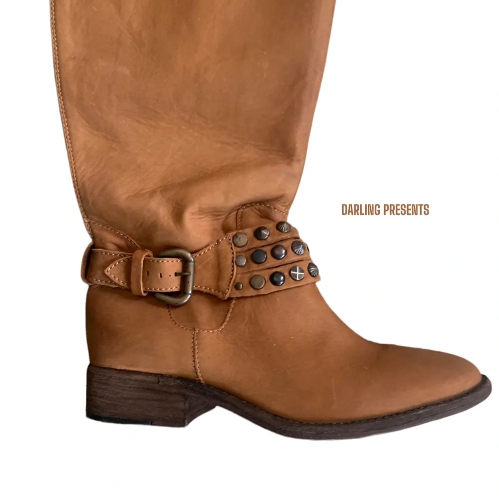 Steven By Steve Madden Smoken Knee High Boots Women Color Cognac 6.5